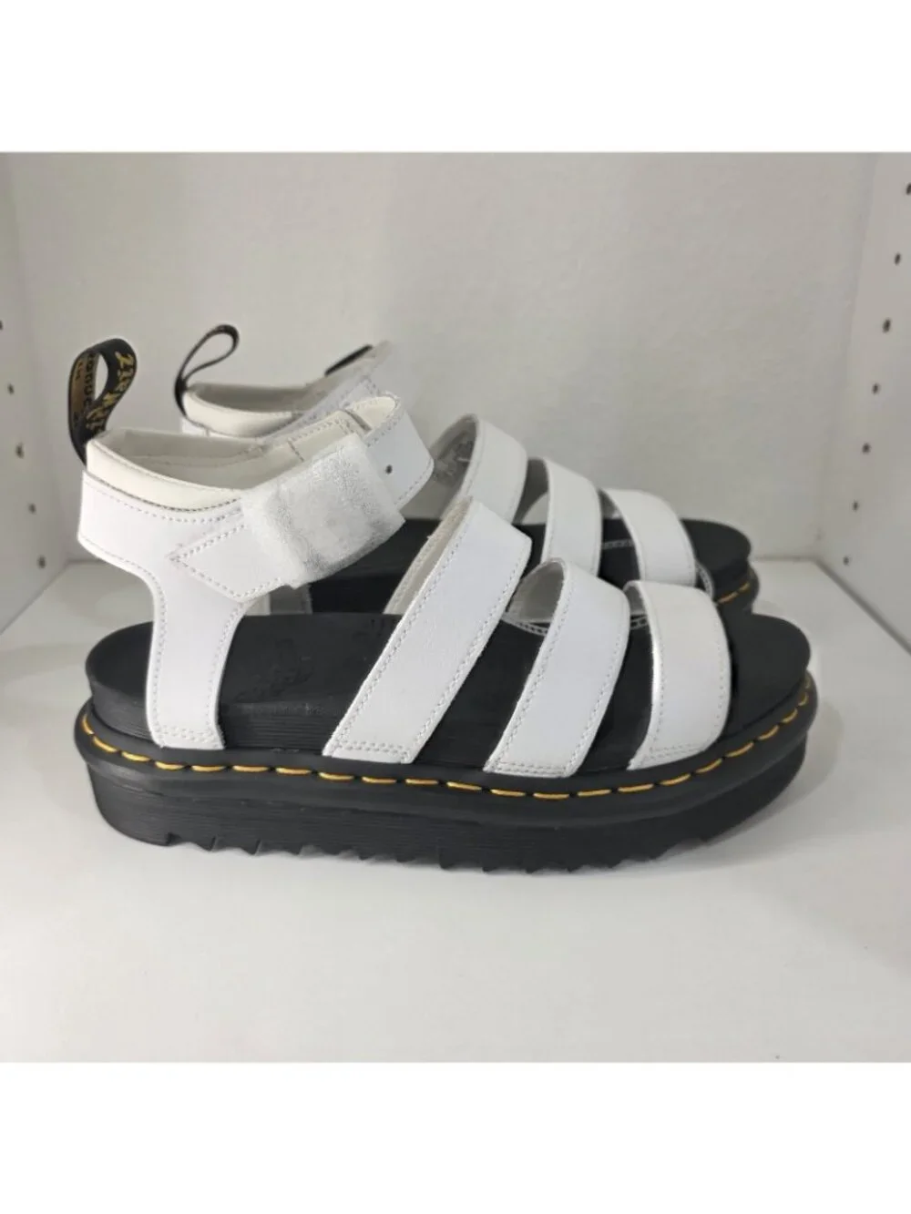 Dr Martens Blaire Women US Size 8 White Leather Sandal Gladiator Platform Chunky - Picture 2 of 11